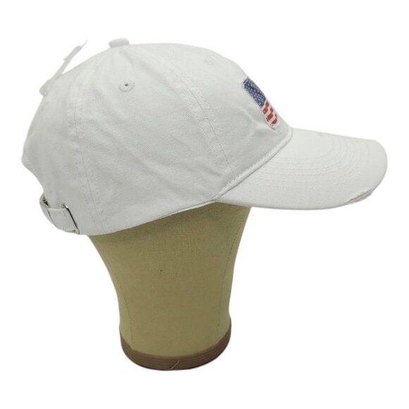 USA Flag Patch Distressed Tuck Strap Adjustable Cap Trucker Baseball Hat Icing - Picture 11 of 13